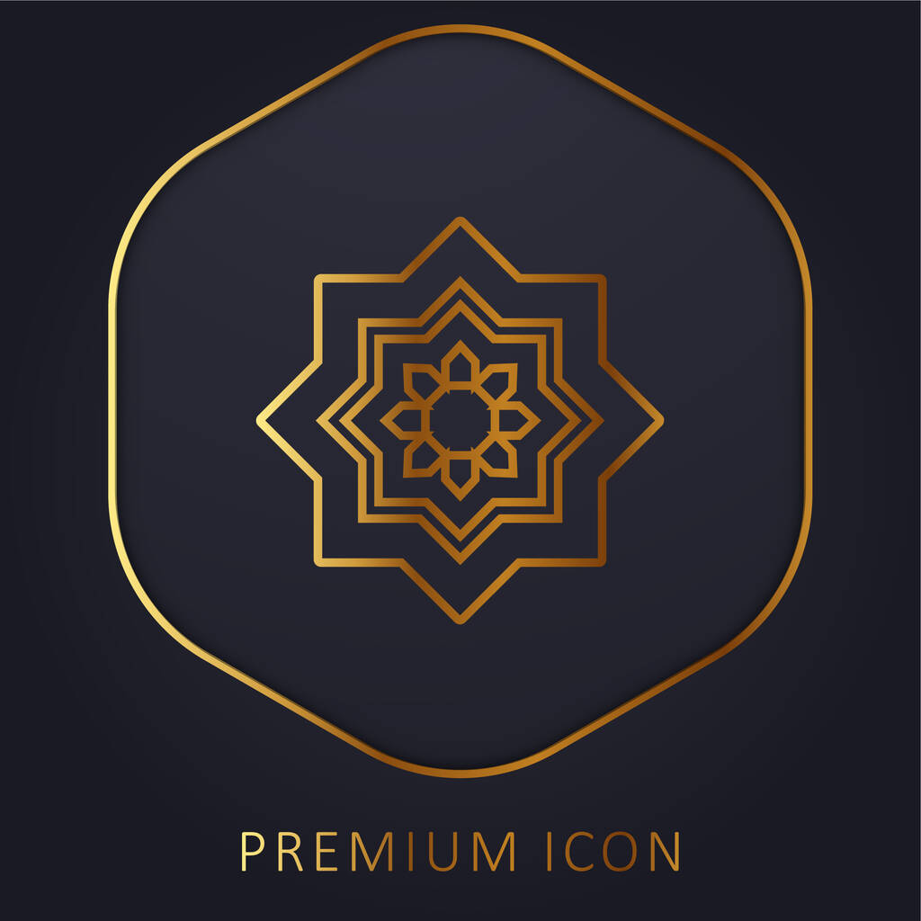 Arabic Art golden line premium logo or icon - Vector, Image