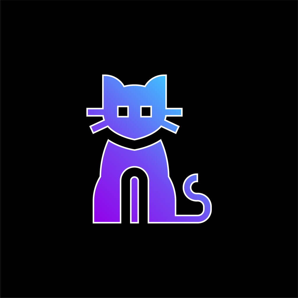 Gato negro azul gradiente vector icono - Vector, imagen