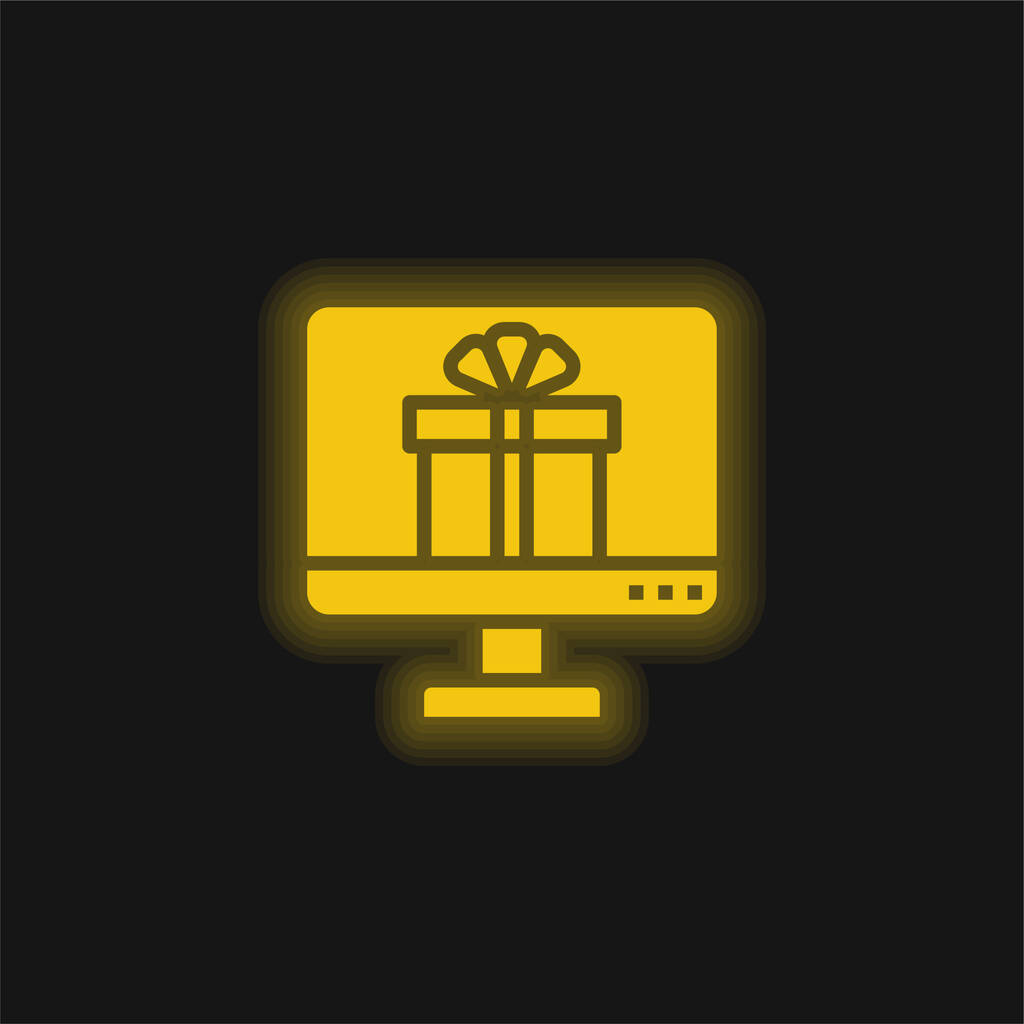 Aplicação ícone de néon brilhante amarelo - Vetor, Imagem