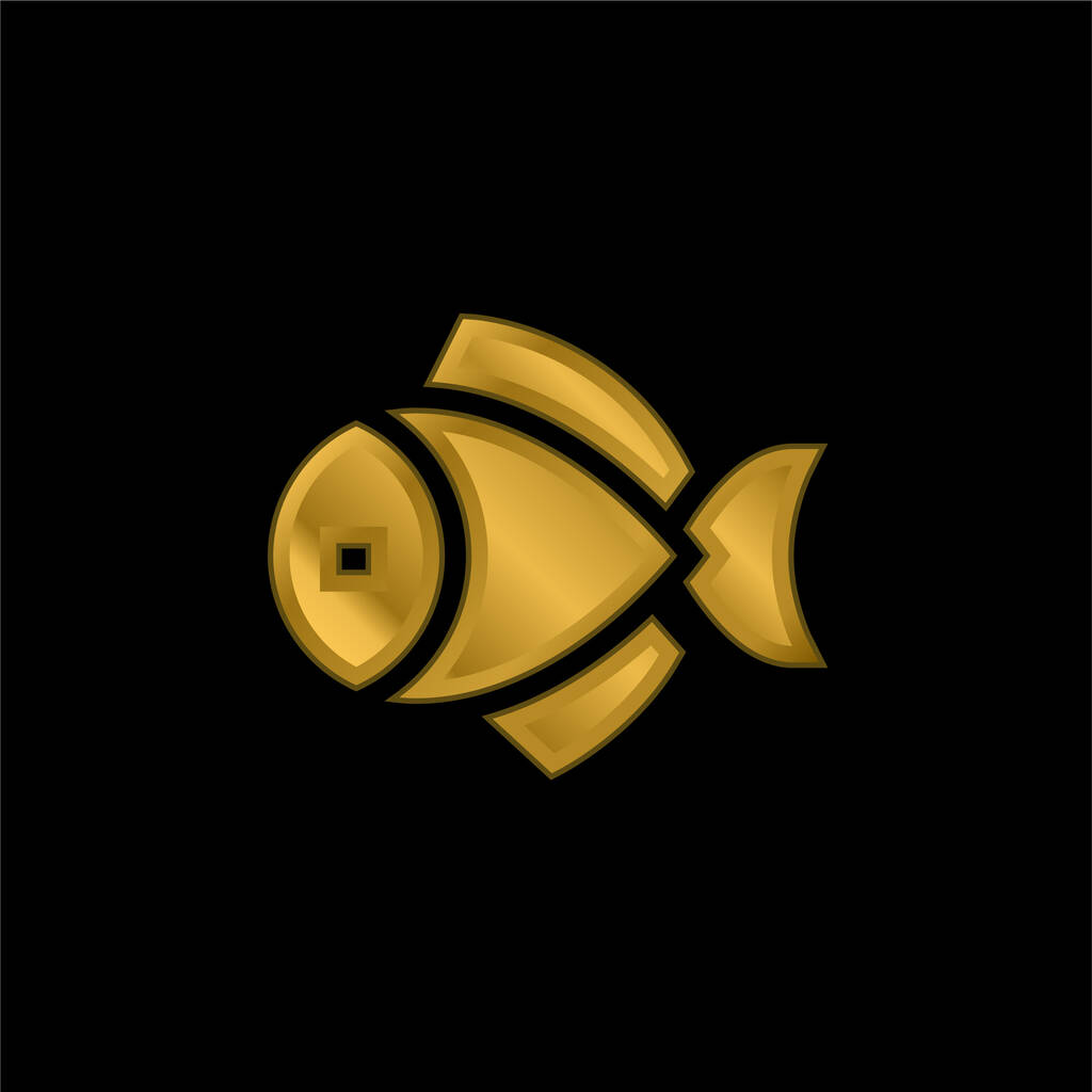 Big Fish gold plated metalic icon or logo vector - Vector, Image