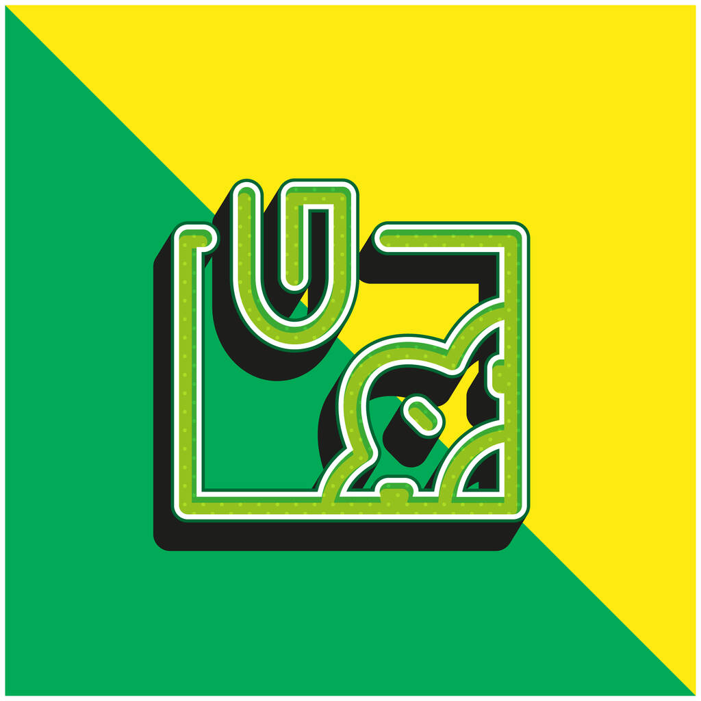 Добавьте зеленый и желтый современный трехмерный векторный логотип - Вектор,изображение