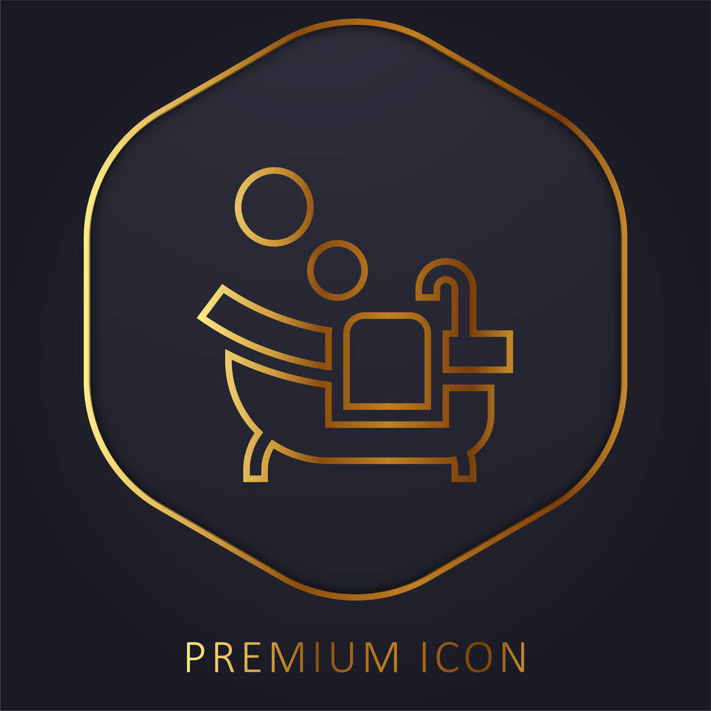 Vasca da bagno linea dorata logo premium o icona - Vettoriali, immagini