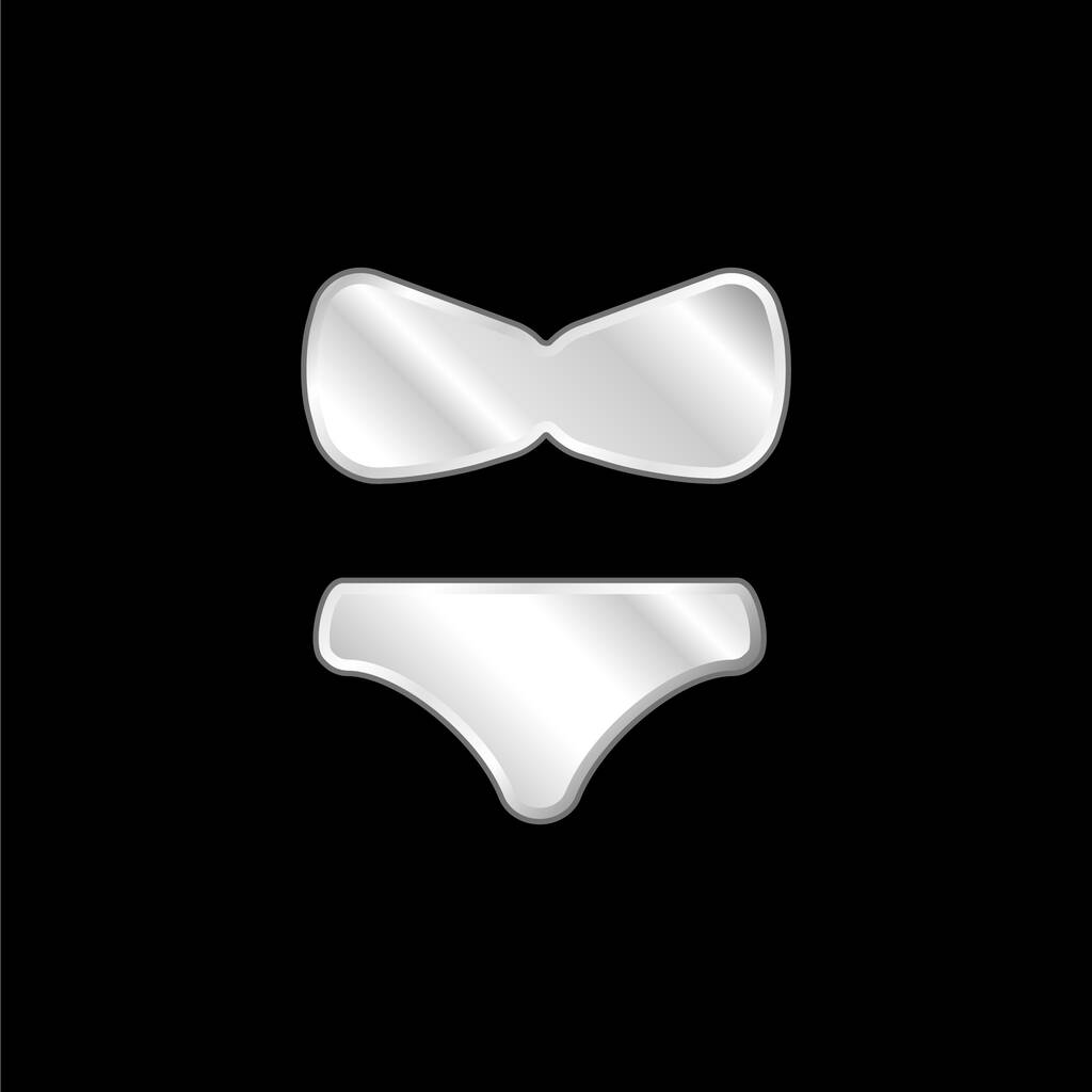 Bikini grande plateado icono metálico - Vector, imagen