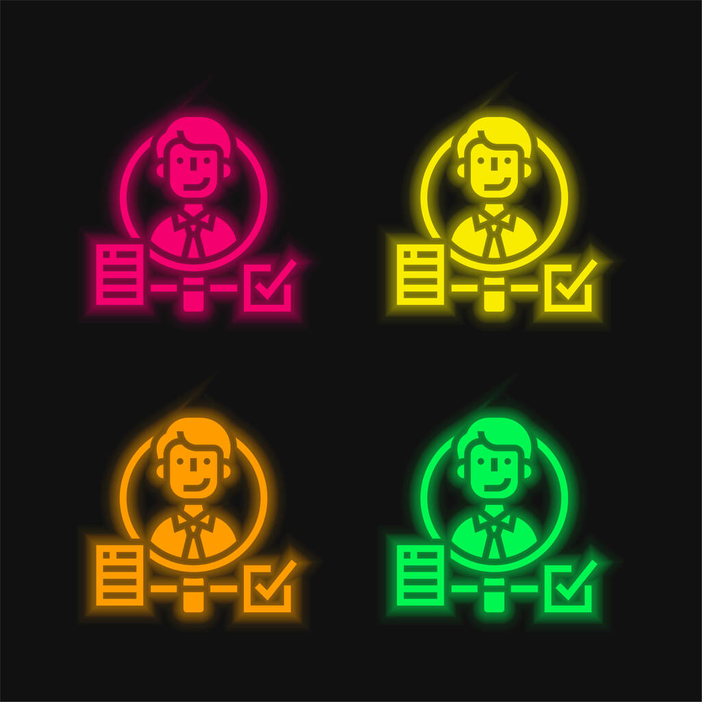Предпосылки / контекст Check four color glowing neon vector icon - Вектор,изображение