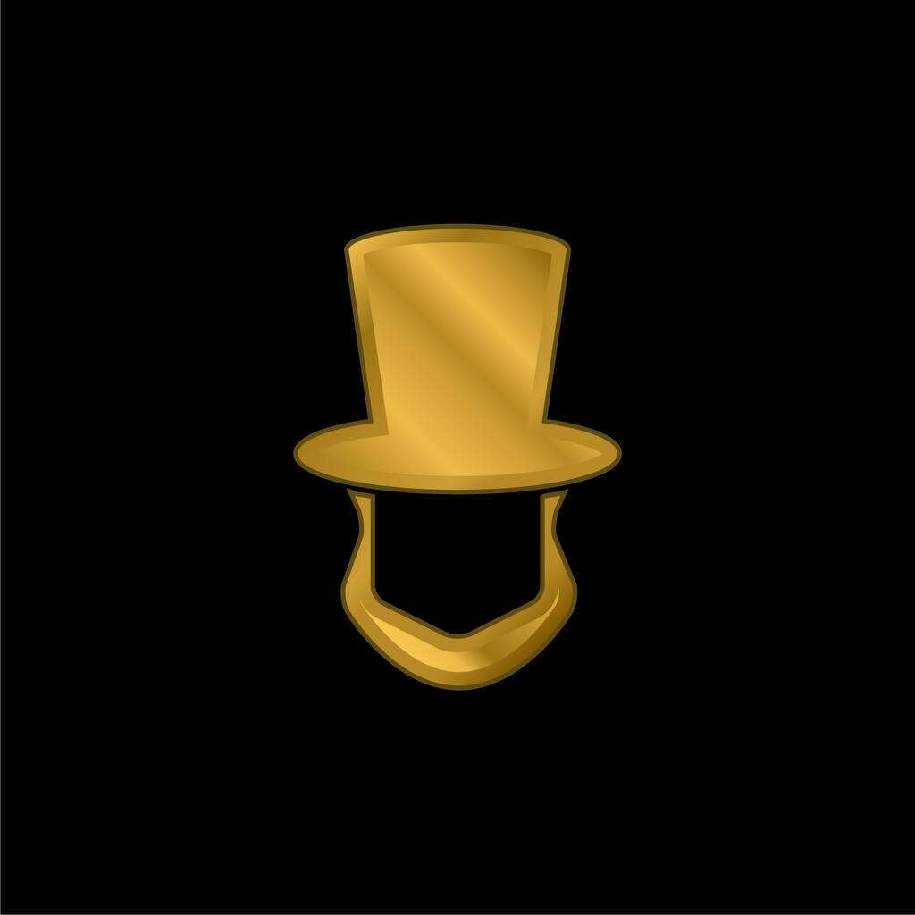 Abraham Lincoln Hat And Beard Shapes gold plated metalic icon or logo vector - Vector, Image