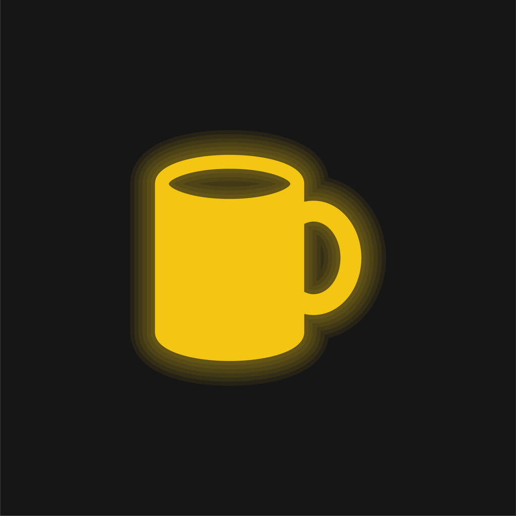 Big Cup geel gloeiende neon pictogram - Vector, afbeelding