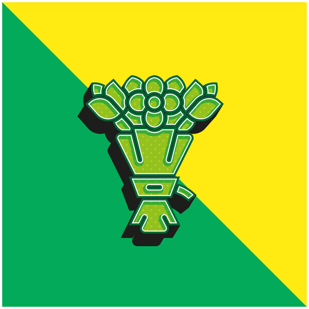 Bouquet verde y amarillo moderno vector 3d icono del logotipo - Vector, imagen