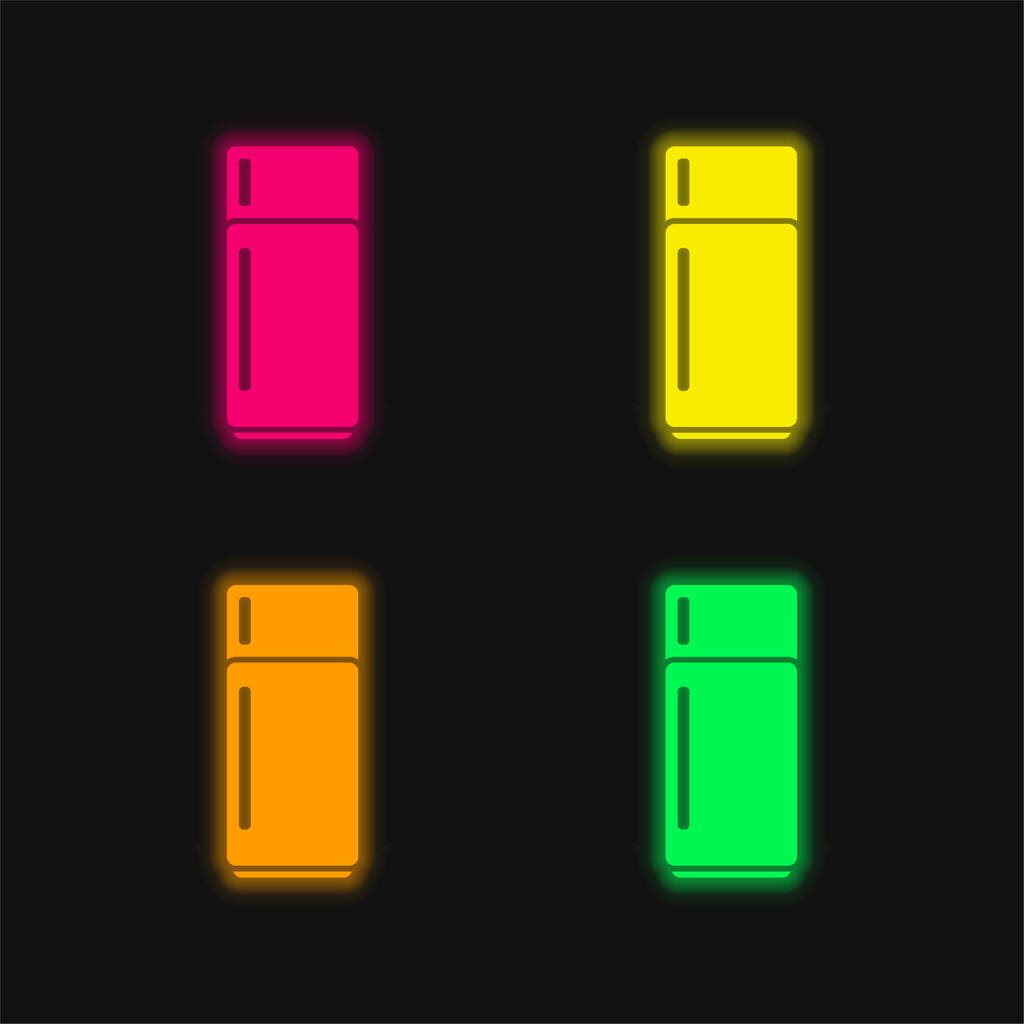 Iso jääkaappi neljä väriä hehkuva neon vektori kuvake - Vektori, kuva