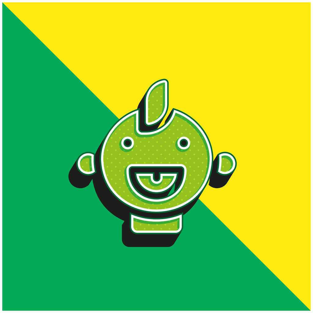 Детский зеленый и желтый современный трехмерный векторный логотип - Вектор,изображение