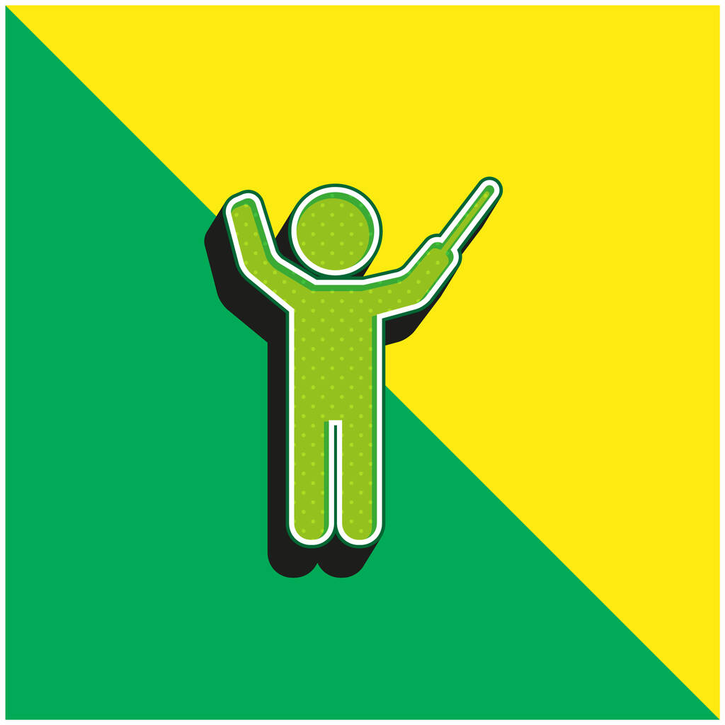Bandmaster Зелений і жовтий сучасний 3d векторний логотип піктограми
 - Вектор, зображення
