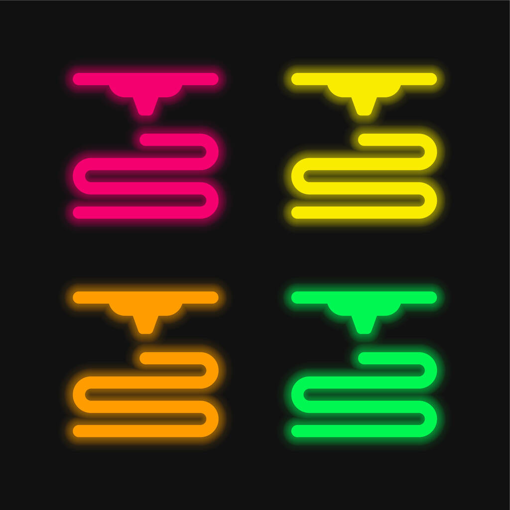 3d принтер четыре цвета светящийся неоновый вектор значок - Вектор,изображение