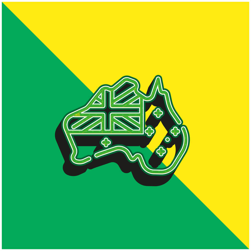 Australië Groen en geel modern 3D vector pictogram logo - Vector, afbeelding