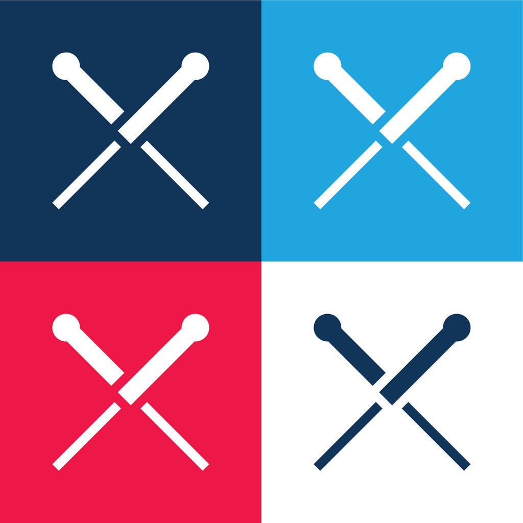 Acupuncture blue and red four color minimal icon set - Vector, Image
