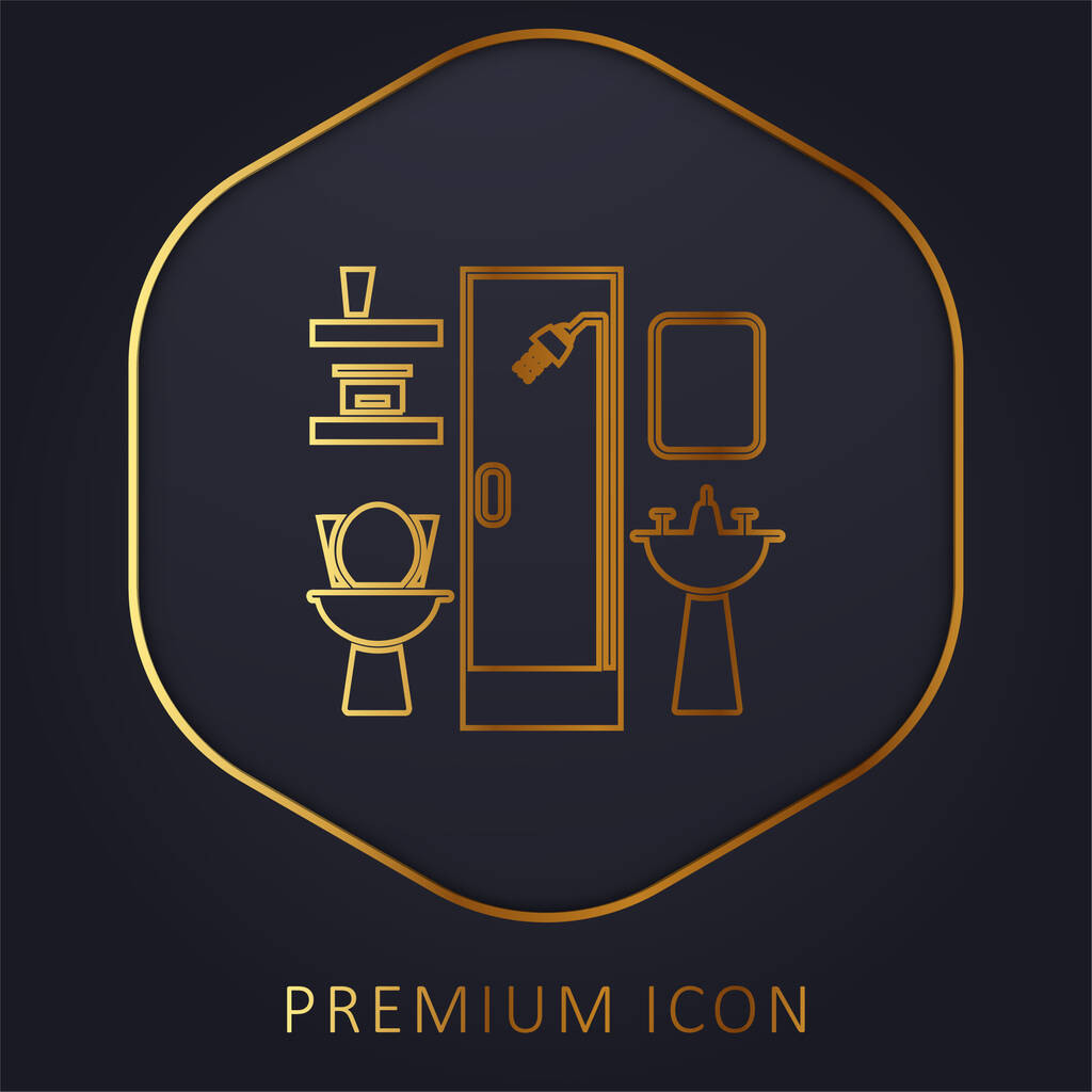 Bathroom Furniture golden line premium logo or icon - Vector, Image