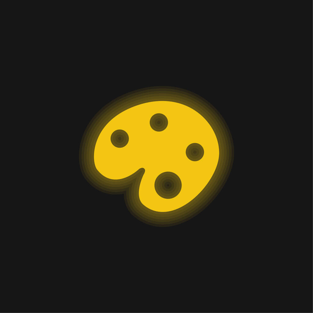 Kunstenaar Verf Palet geel gloeiende neon pictogram - Vector, afbeelding