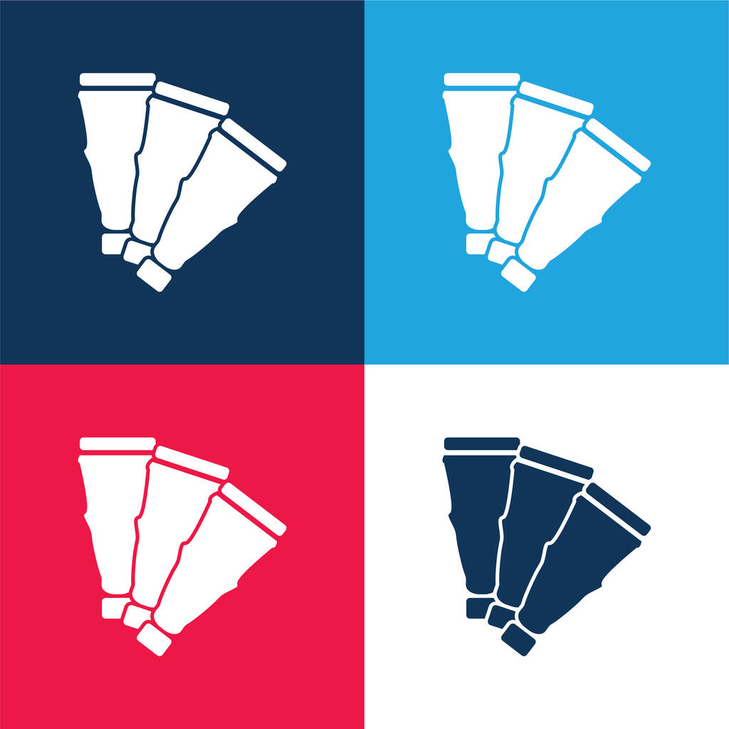 Pieza de arte como un ventilador azul y rojo conjunto de iconos mínimo de cuatro colores - Vector, Imagen
