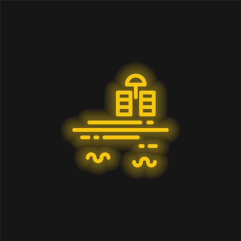 Ranta keltainen hehkuva neon kuvake - Vektori, kuva