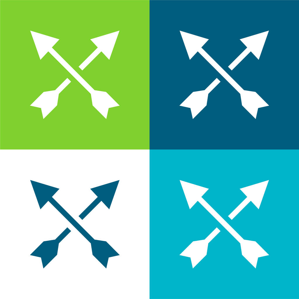 Strzałki Płaskie cztery kolory minimalny zestaw ikon - Wektor, obraz