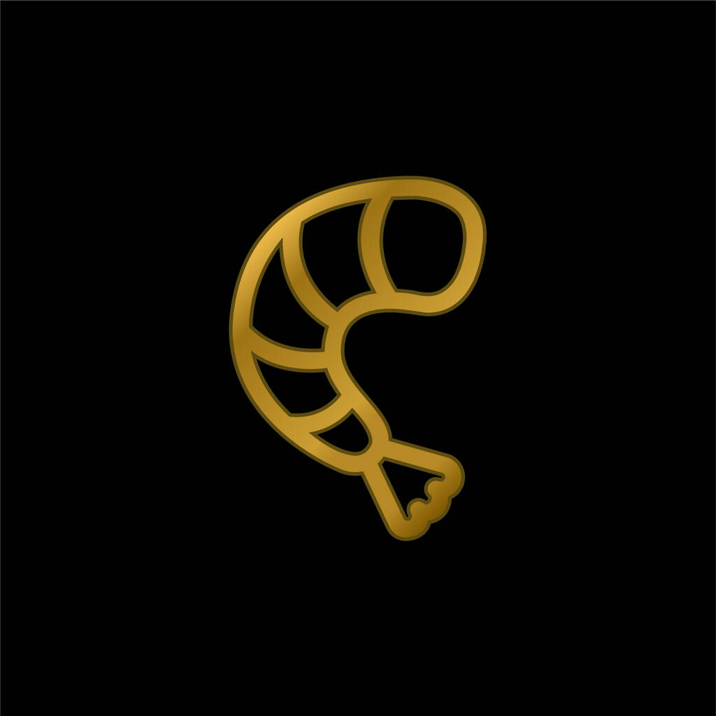 Big Shrimp chapado en oro icono metálico o logo vector - Vector, imagen