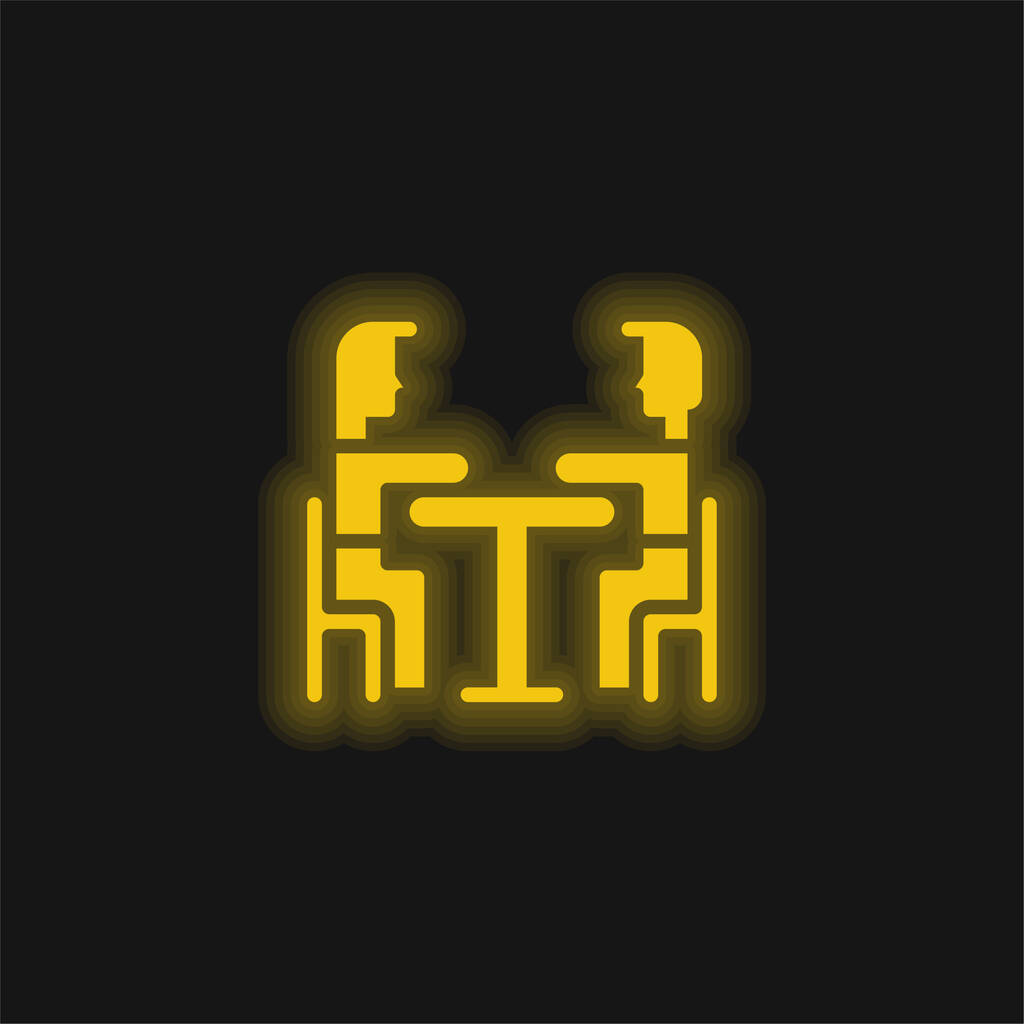 Snídaně žlutá zářící neonová ikona - Vektor, obrázek