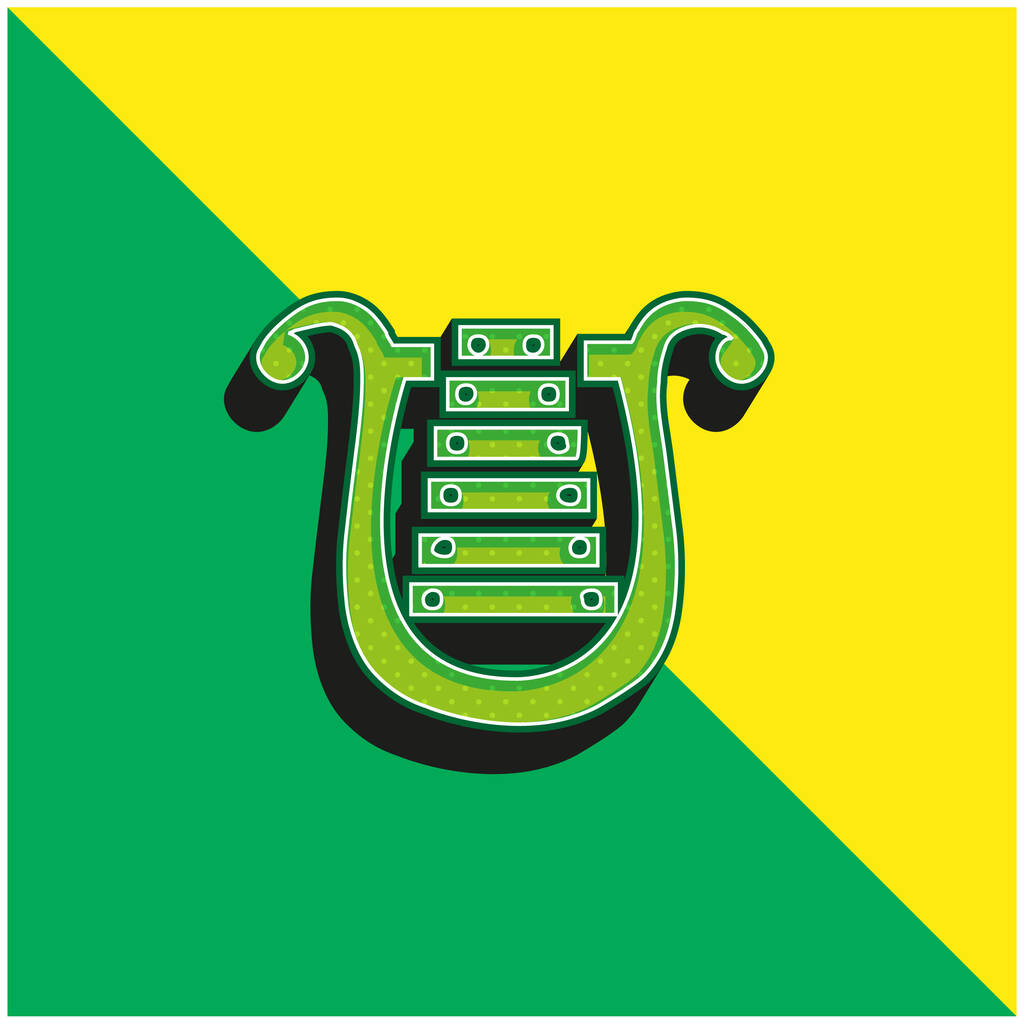 Bell Lyre Verde e amarelo moderno logotipo vetor 3d ícone - Vetor, Imagem