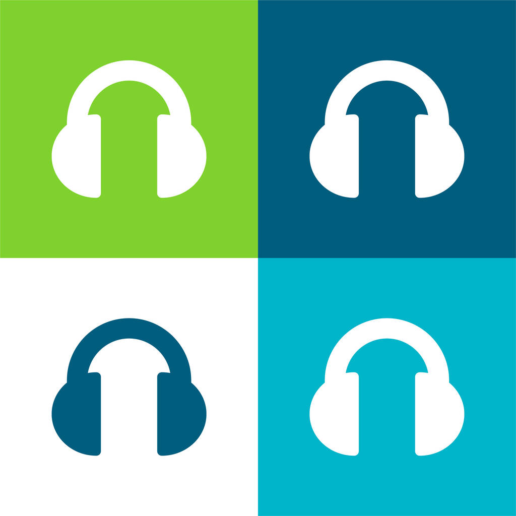 Fekete fejhallgató Lapos négy szín minimális ikon készlet - Vektor, kép