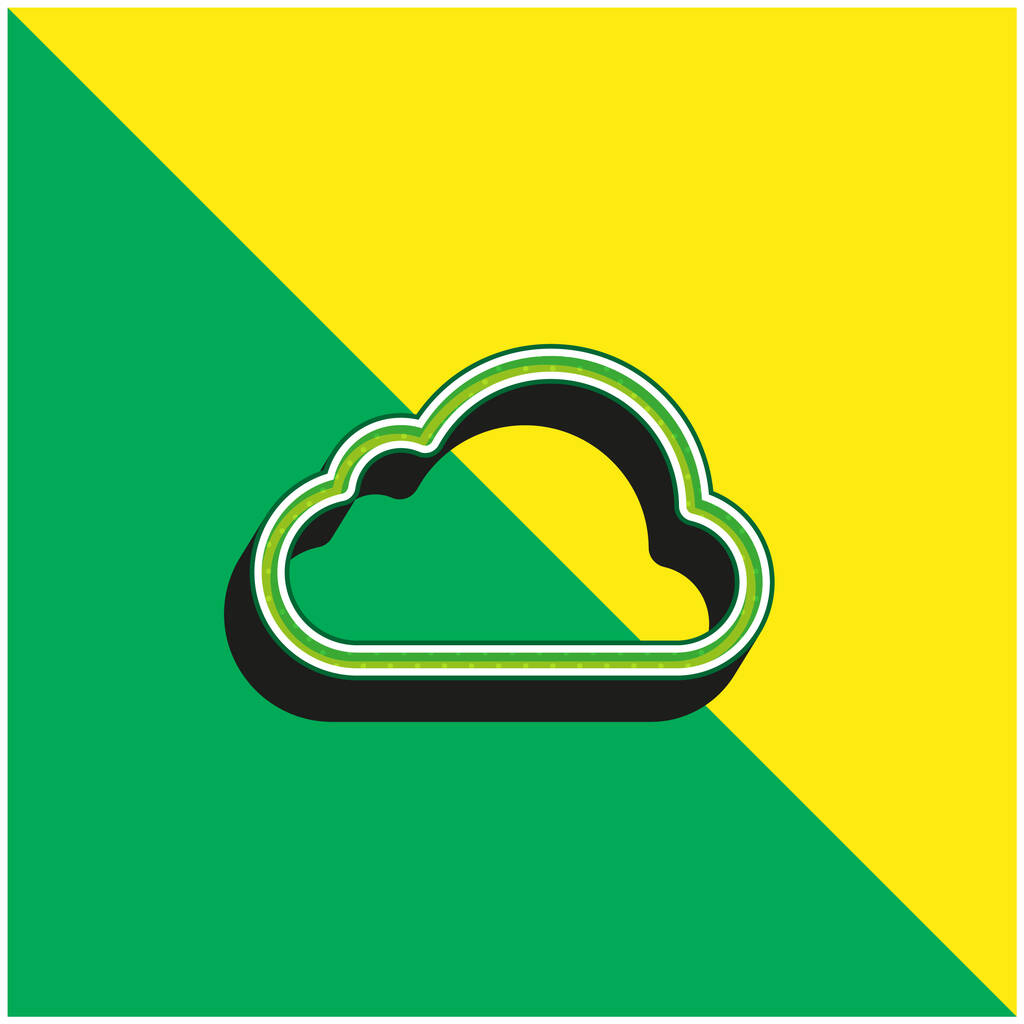 Big Cloud verde y amarillo moderno 3d vector icono logo - Vector, imagen