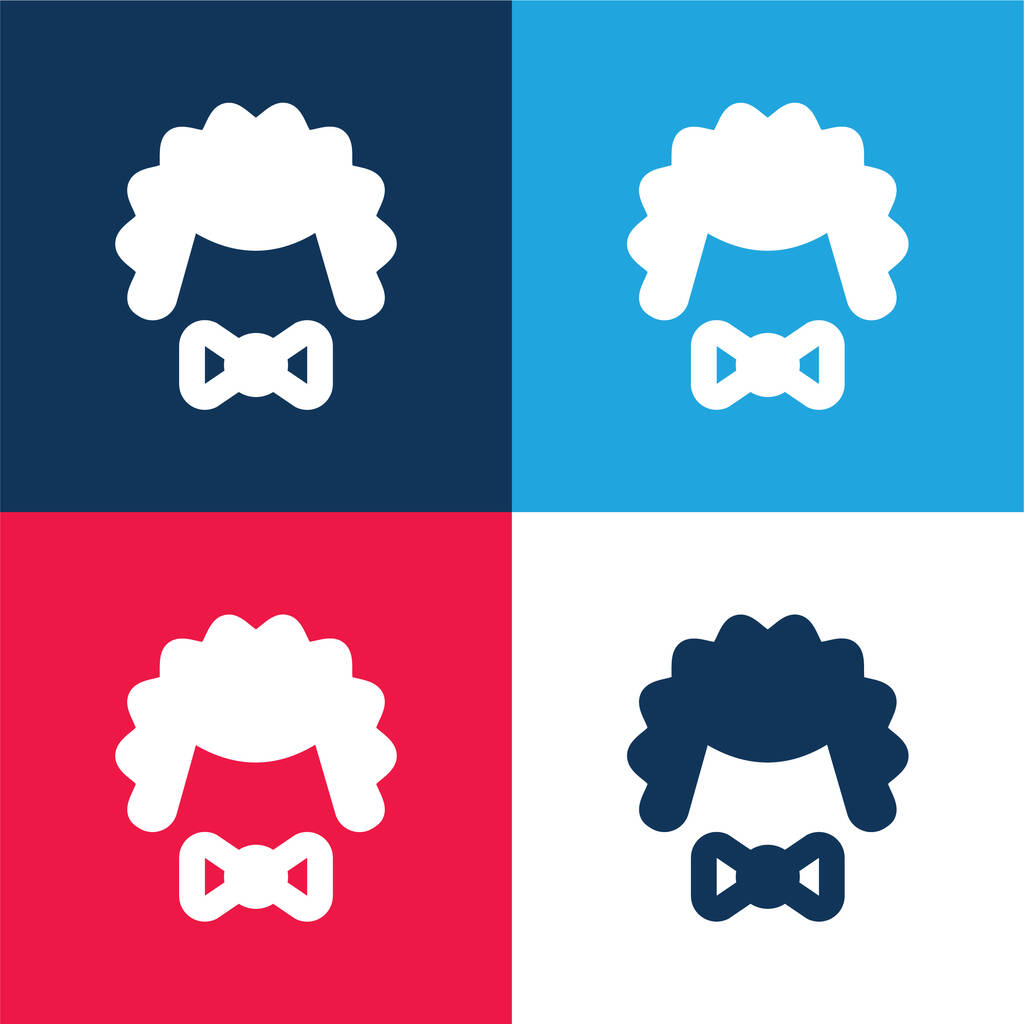 Bowtie azul y rojo conjunto de iconos mínimo de cuatro colores - Vector, imagen