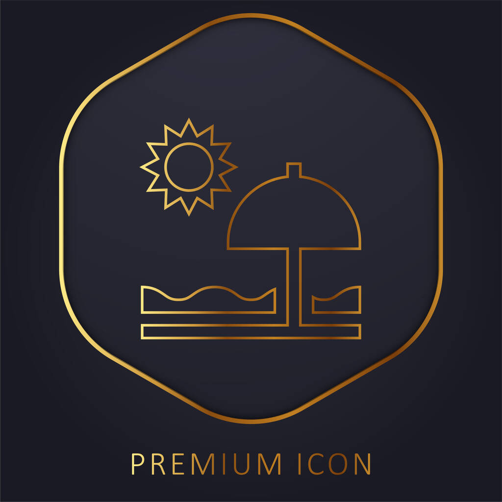 Beach golden line prémium logó vagy ikon - Vektor, kép