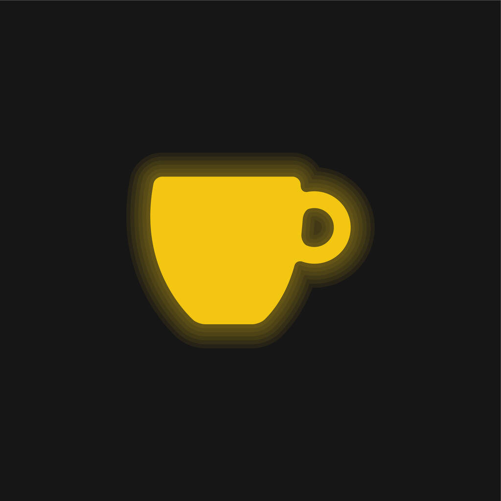 Negro taza de café amarillo brillante icono de neón - Vector, imagen