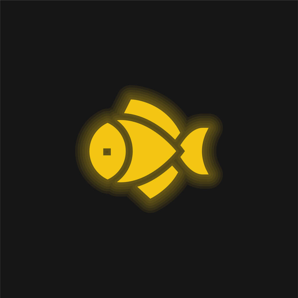 Nagy hal sárga izzó neon ikon - Vektor, kép