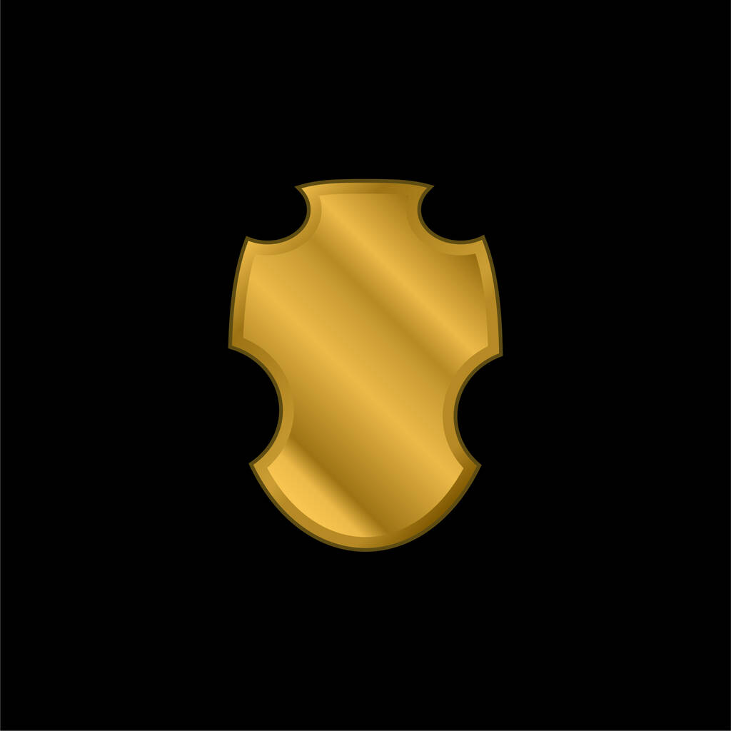 Escudo guerrero negro chapado en oro icono metálico o logo vector - Vector, imagen