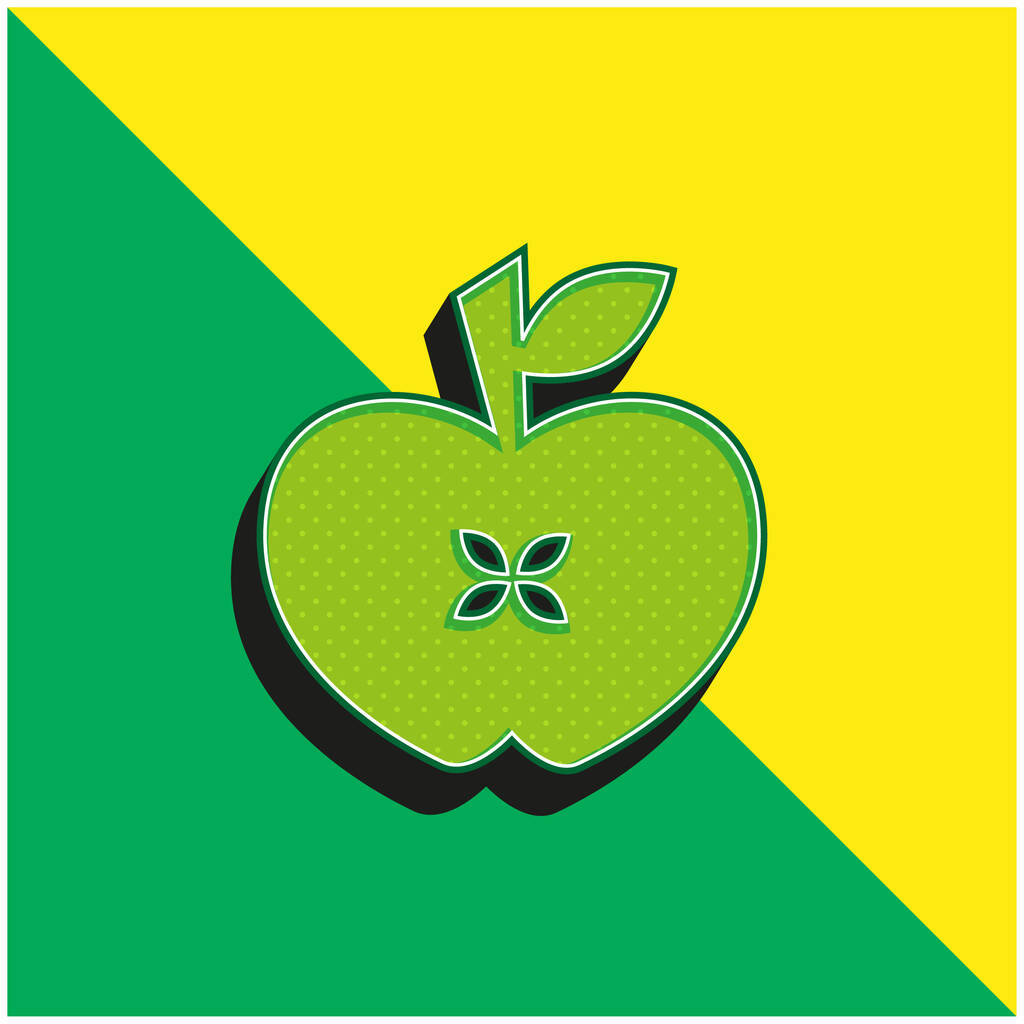 Apple Heart Zelené a žluté moderní 3D vektorové logo - Vektor, obrázek
