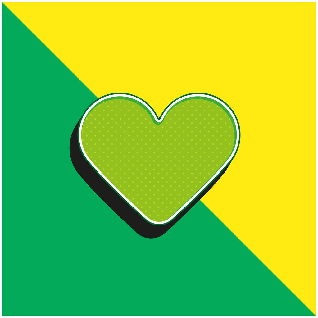 Black Heart Zielone i żółte nowoczesne logo wektora 3D - Wektor, obraz