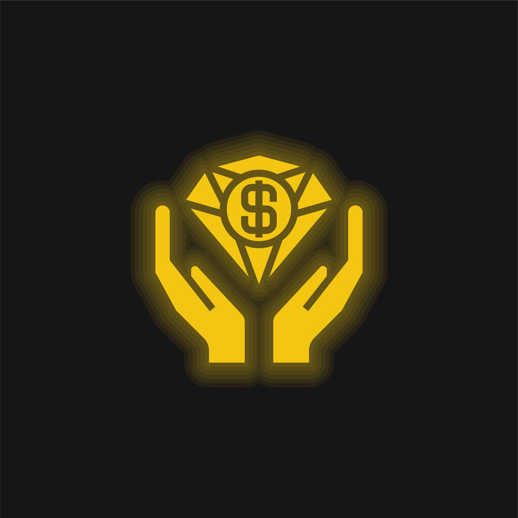Előnyök sárga izzó neon ikon - Vektor, kép