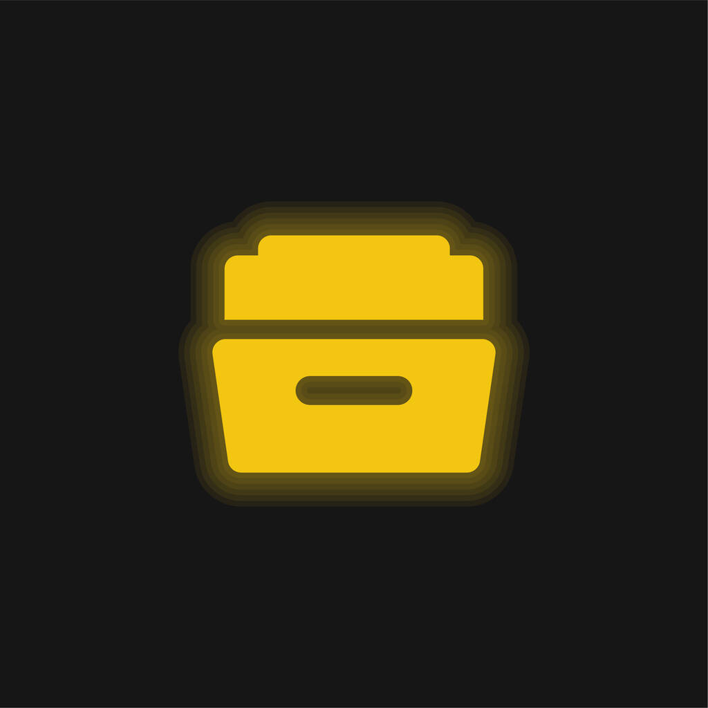 Big Open Folder amarillo brillante icono de neón - Vector, Imagen