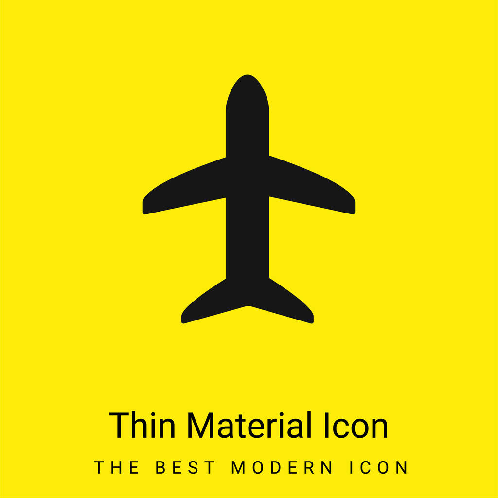 Airplane Black Shape minimal bright yellow material icon - Vector, Image