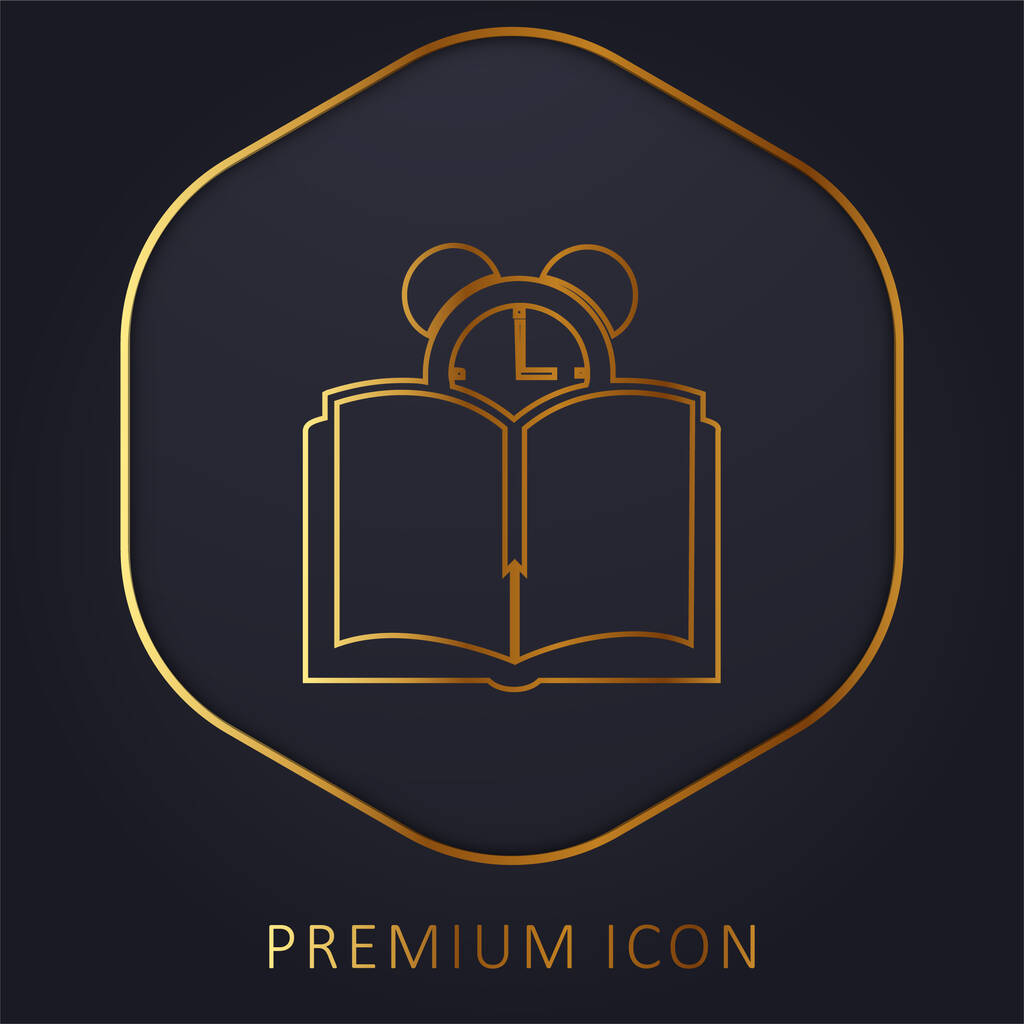 Livro e relógio linha dourada logotipo premium ou ícone - Vetor, Imagem