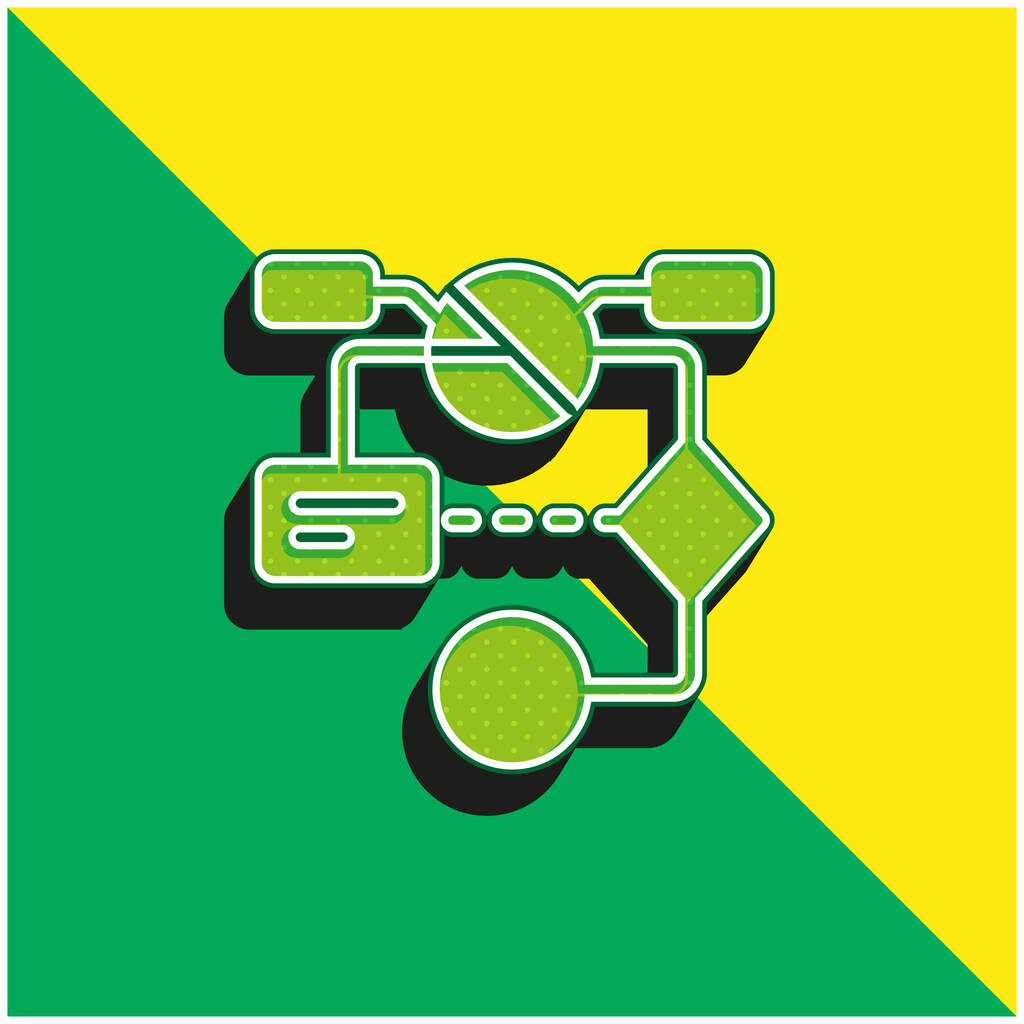 Algoritmo Verde e amarelo moderno logotipo vetor 3d ícone - Vetor, Imagem