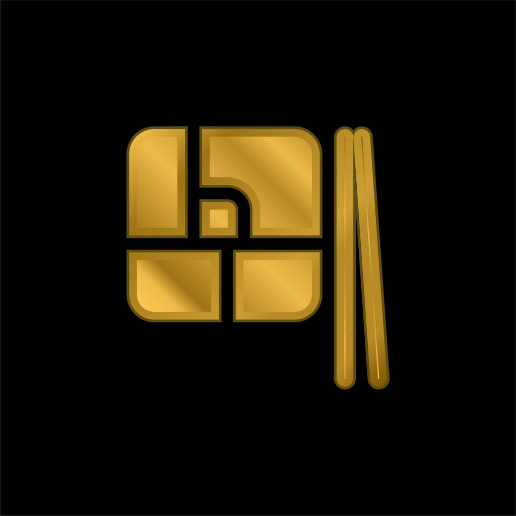 Bento altın kaplama metalik simge veya logo vektörü - Vektör, Görsel