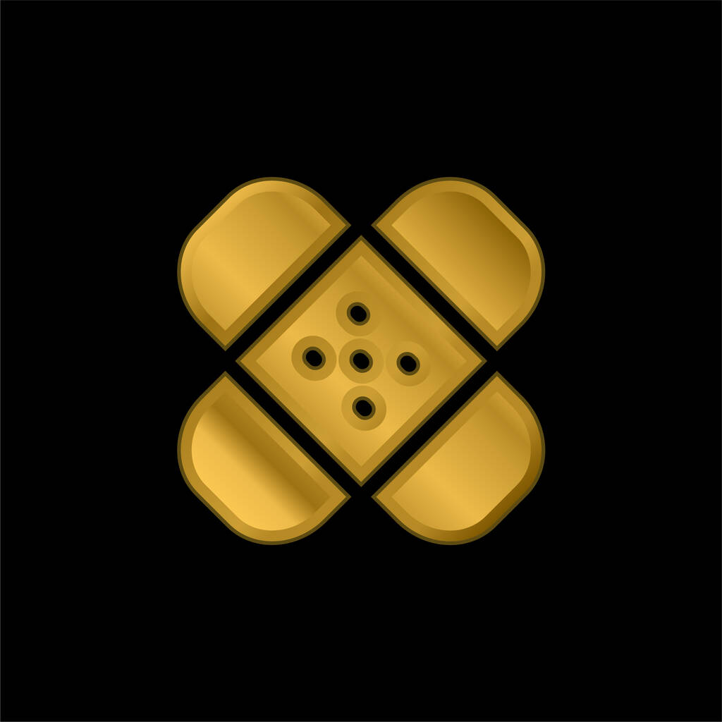 Band Aids banhado a ouro ícone metálico ou vetor logotipo - Vetor, Imagem