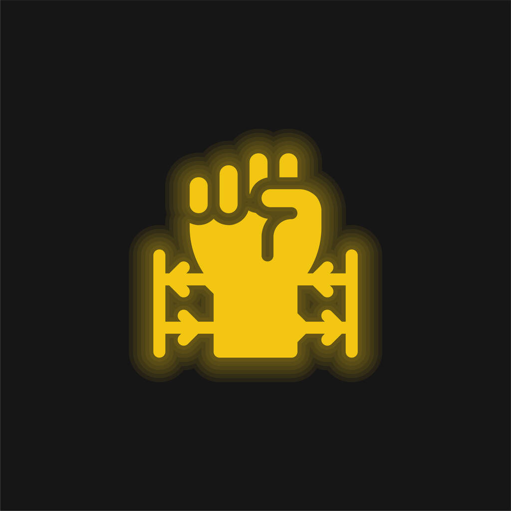Ostnatý drát žlutá zářící neonová ikona - Vektor, obrázek
