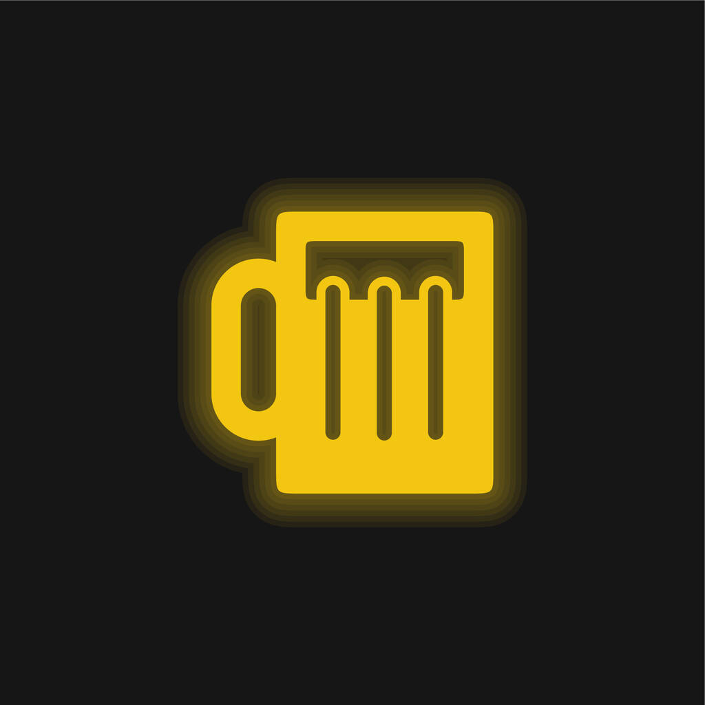 Beer Jar yellow glowing neon icon - Vector, Image
