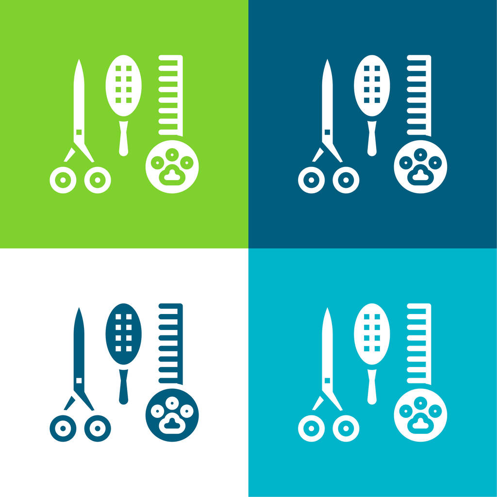 Beauty Saloon Flat four color minimal icon set - Vector, Image