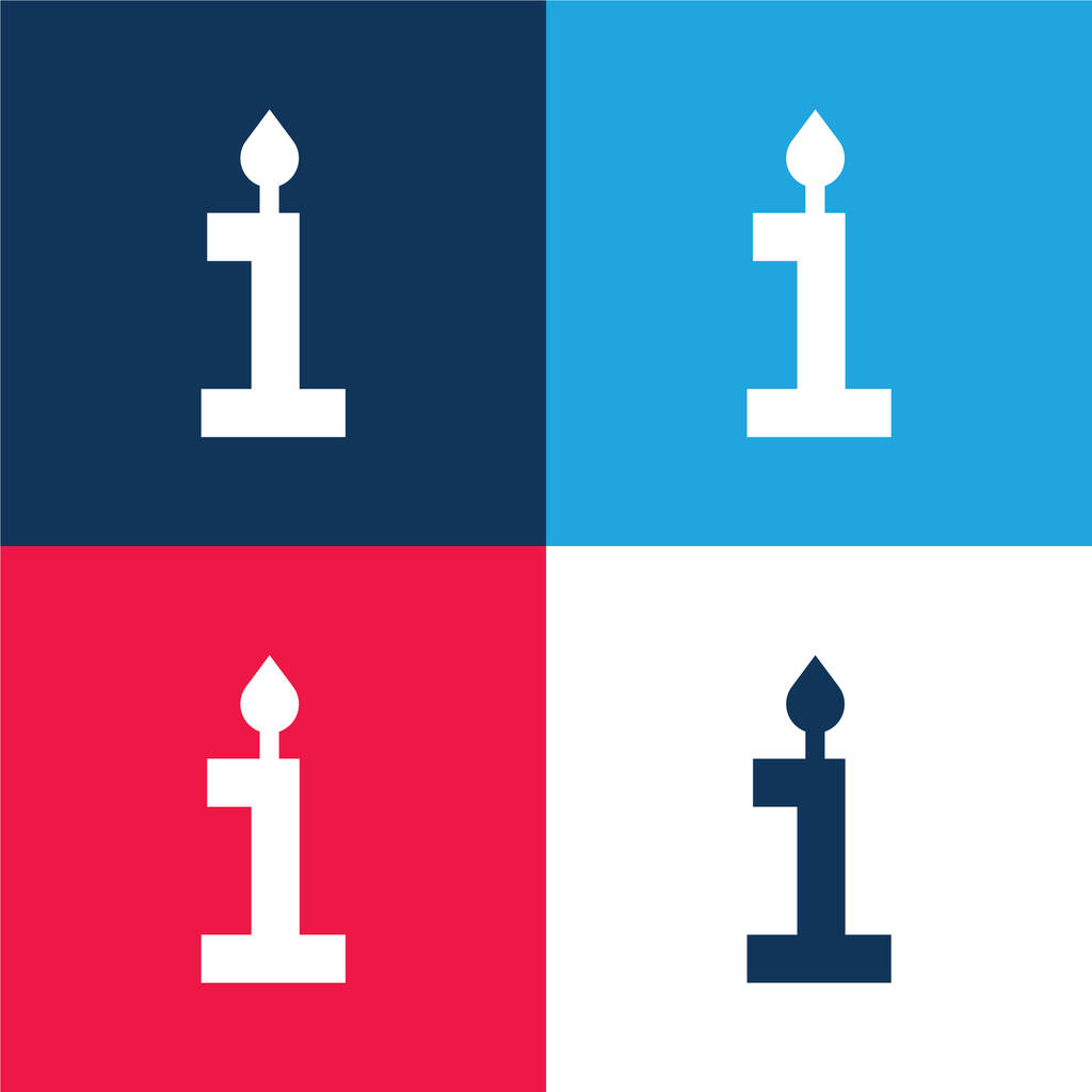Compleanno blu e rosso quattro colori set icona minima - Vettoriali, immagini