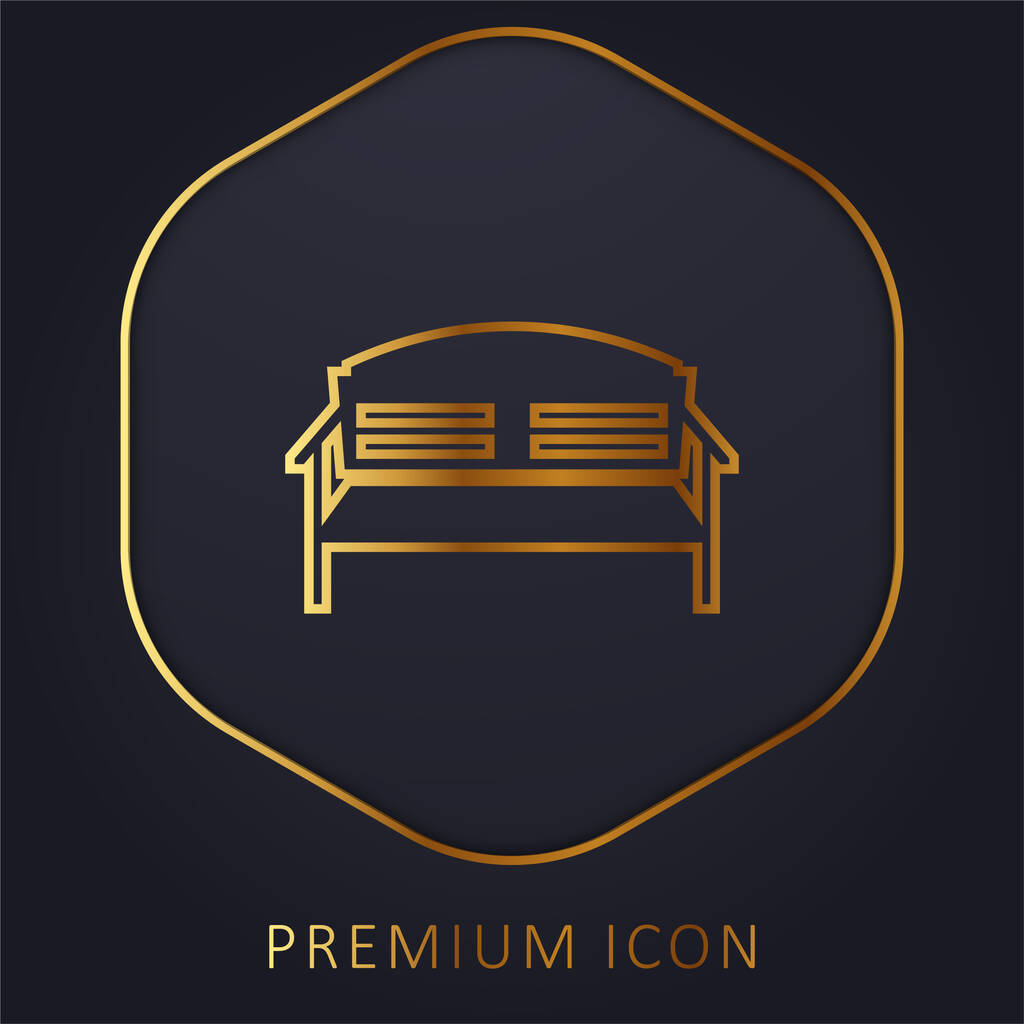 Logotipo o icono premium de la línea dorada del banco - Vector, Imagen