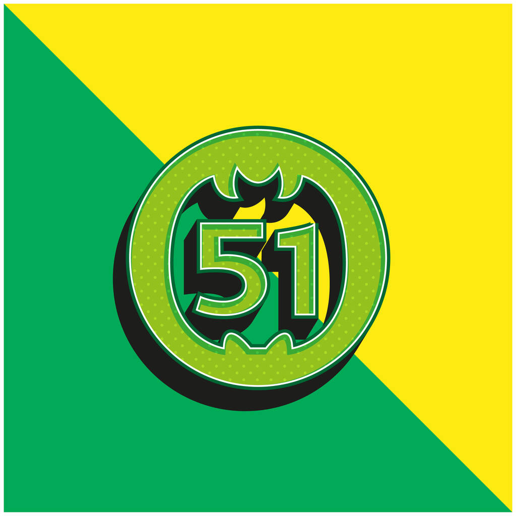 51 Na sociálním logu Zelené a žluté moderní 3D vektorové logo - Vektor, obrázek