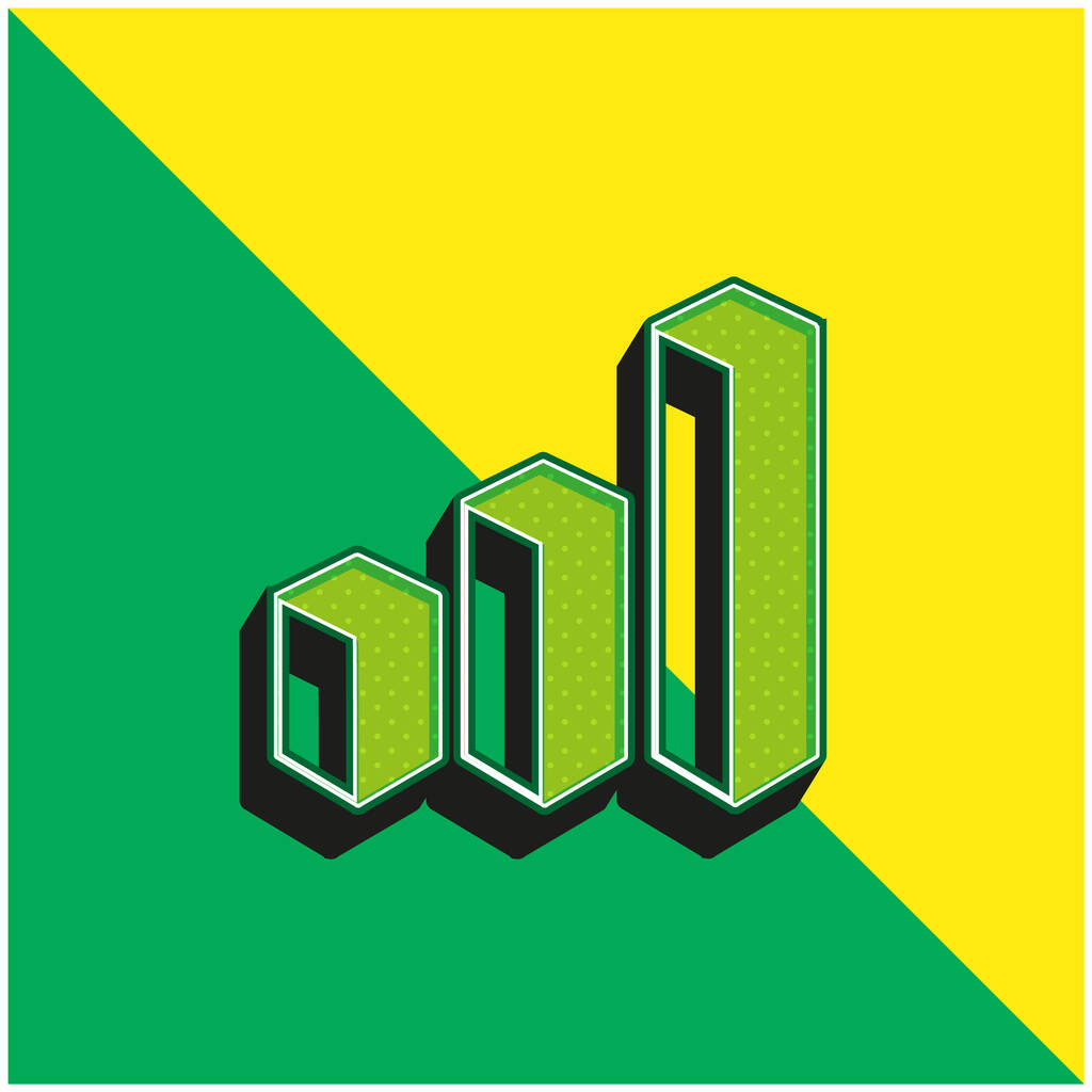 3d Data Analytics Baarit Graafinen vihreä ja keltainen moderni 3d vektori kuvake logo - Vektori, kuva