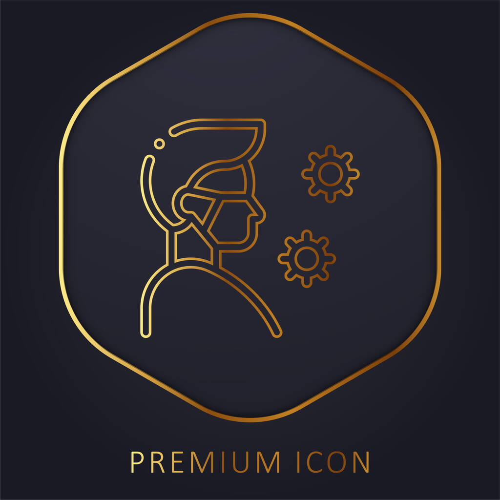 Antivirus gouden lijn premium logo of pictogram - Vector, afbeelding