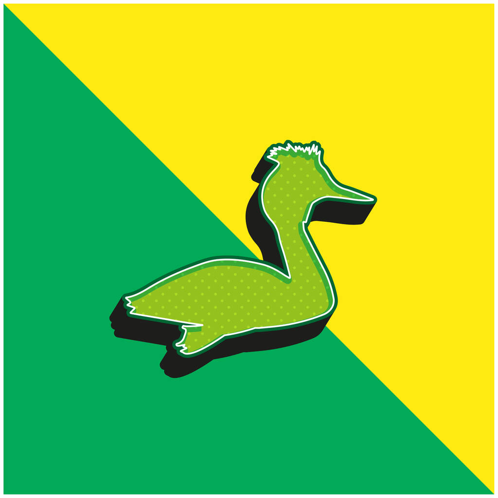 Bird Grebe Shape Verde e amarelo moderno logotipo do ícone do vetor 3d - Vetor, Imagem